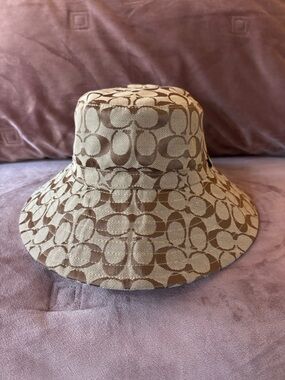 Coach Monogram Bucket Hat in Brown and Tan